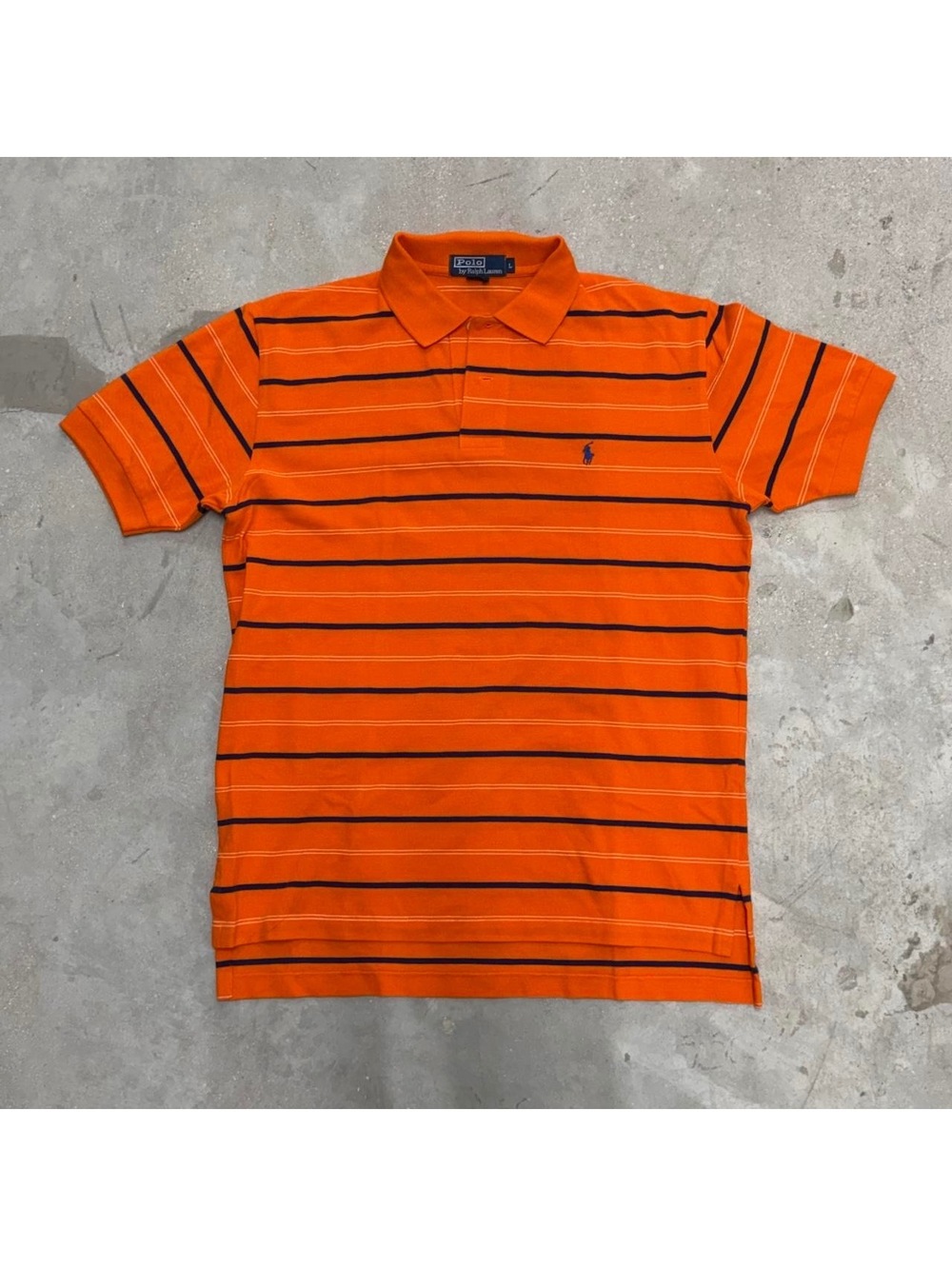 Polo by Ralph Lauren Men's Orange Striped Polo Shirt Size L